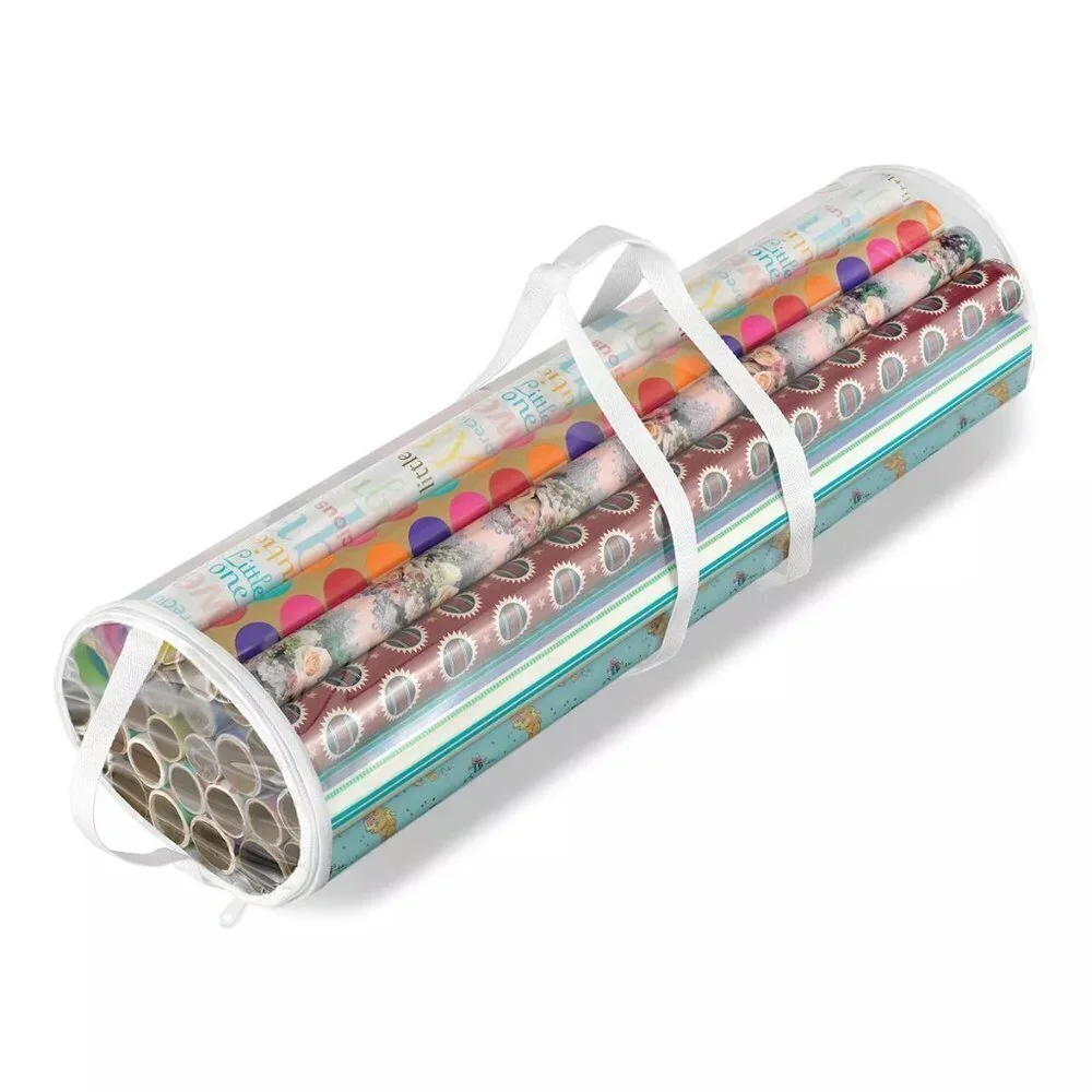 Whitmor Gift Wrap Organizer / Clear plastic with handles